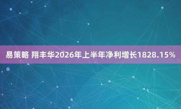 易策略 翔丰华2026年上半年净利增长1828.15%